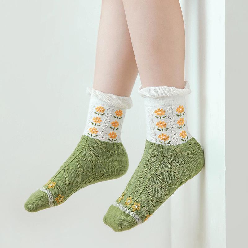 Children's Floral Cotton Lace Socks