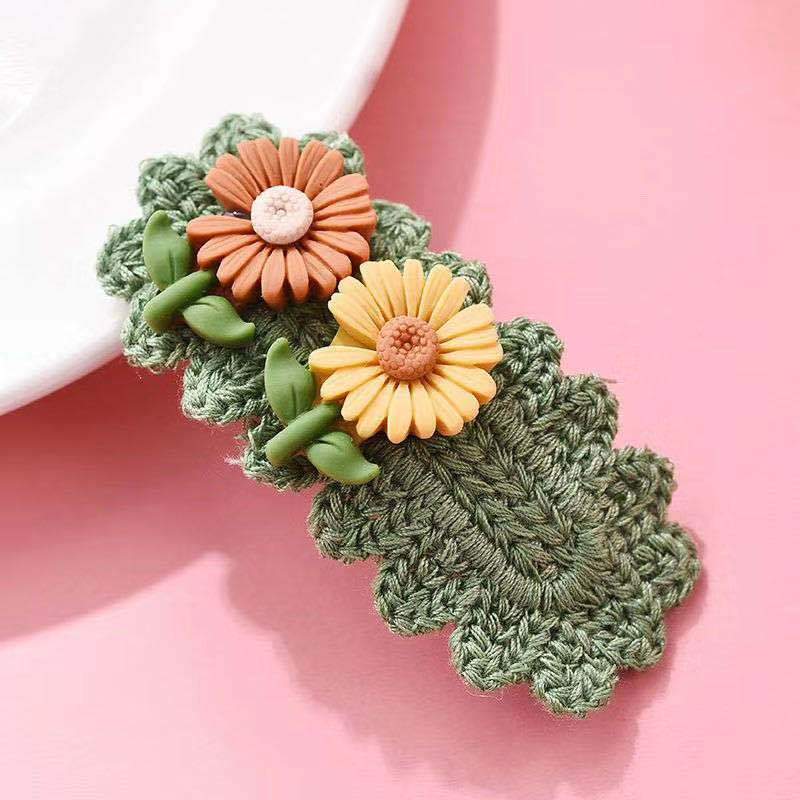 Kids Wool Knitted Little Daisy Headdress Hairpin