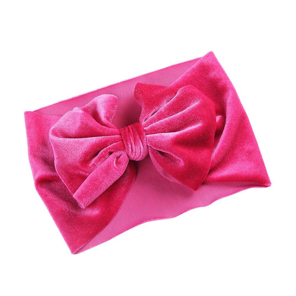 Simple Solid Color Bow Headband Baby Velvet Hair Band