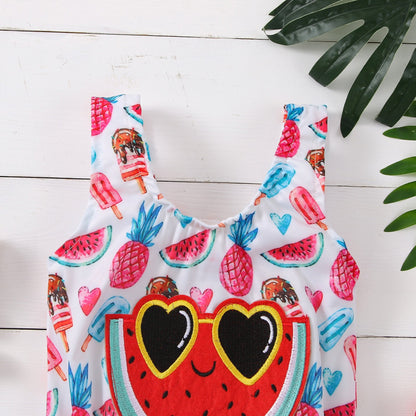 Watermelon full print sleeveless universal cute swimsuit