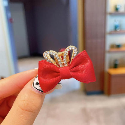 Children's Bow Rhinestone Crown Hairpin