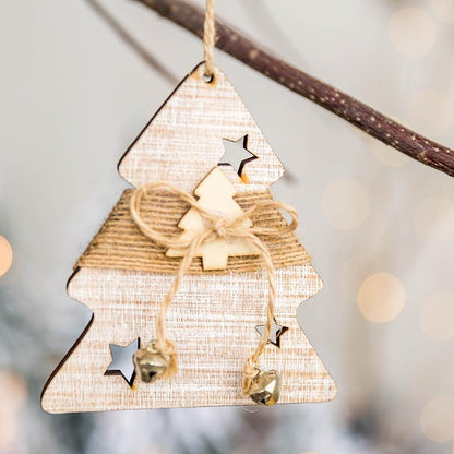 Christmas Wooden Decorative Pendant Star Elk Sock Tree