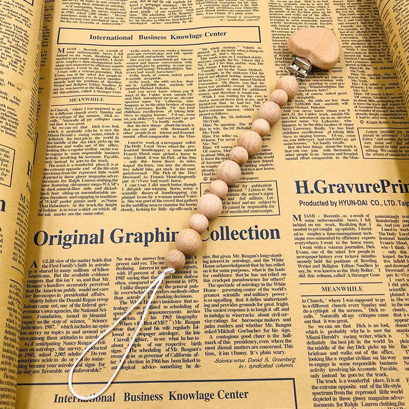 Baby Soothing Nipple Clip Beech Wood Nipple Anti-drop Chain