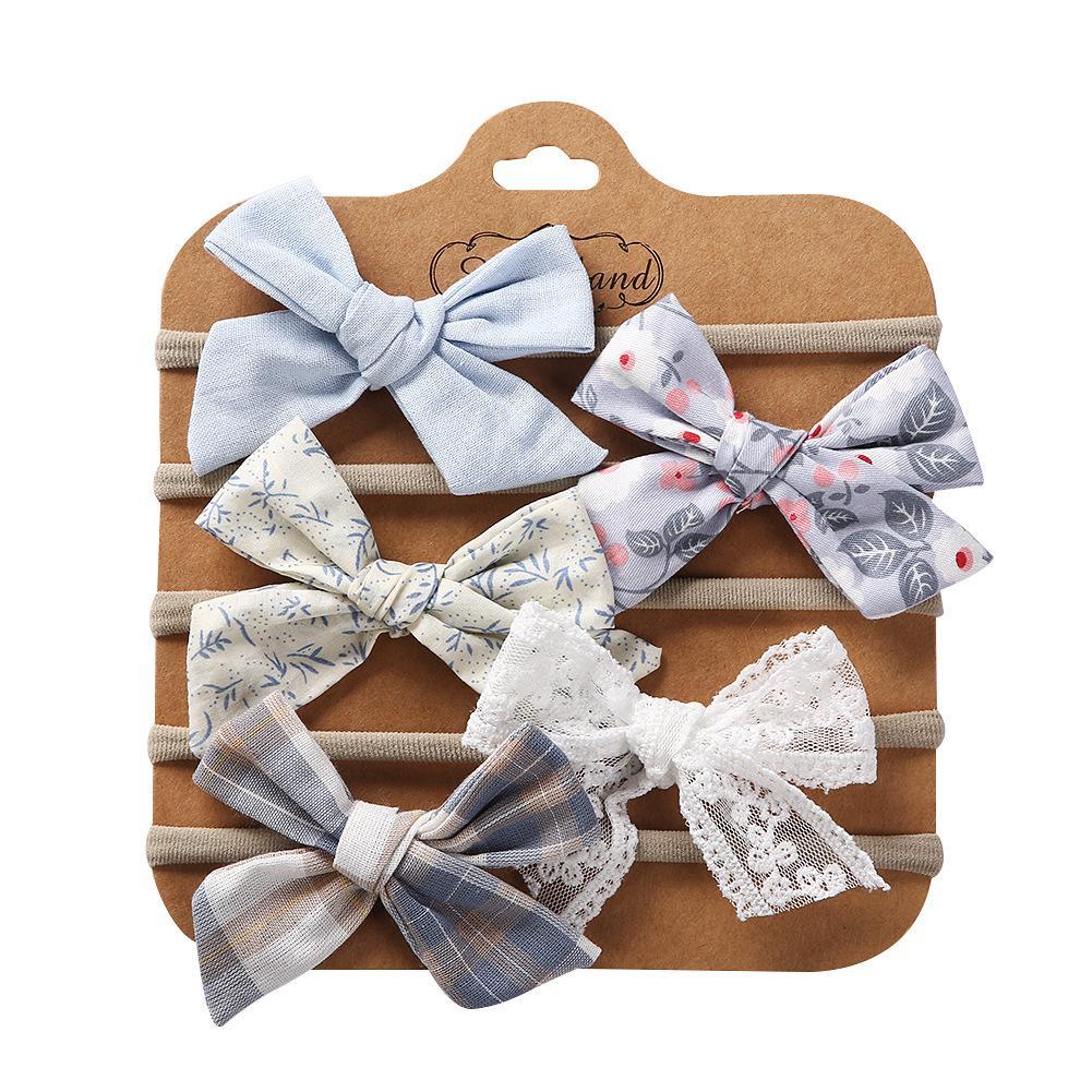 Children's Hair Tie Handmade Bow Hair Band 5pc/set
