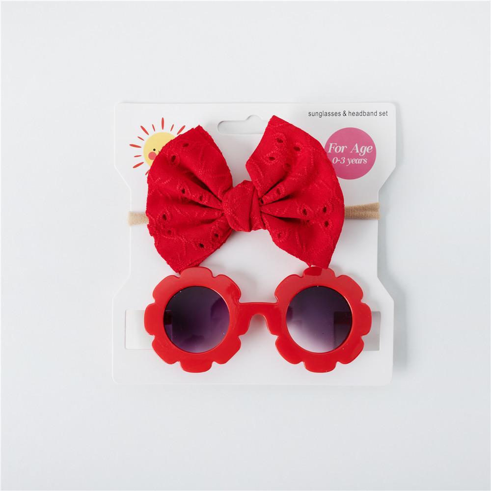 Children's Sunglasses Hollow Bow Hair Band 2pcs/Set