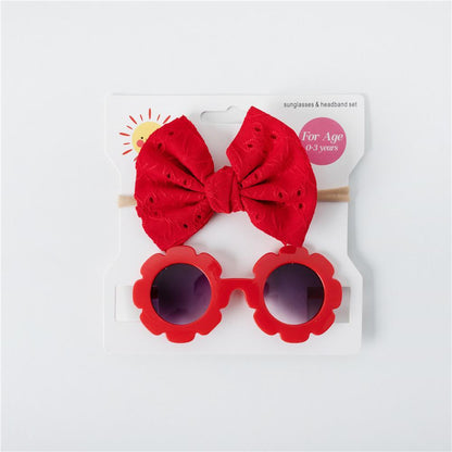 Children's Sunglasses Hollow Bow Hair Band 2pcs/Set