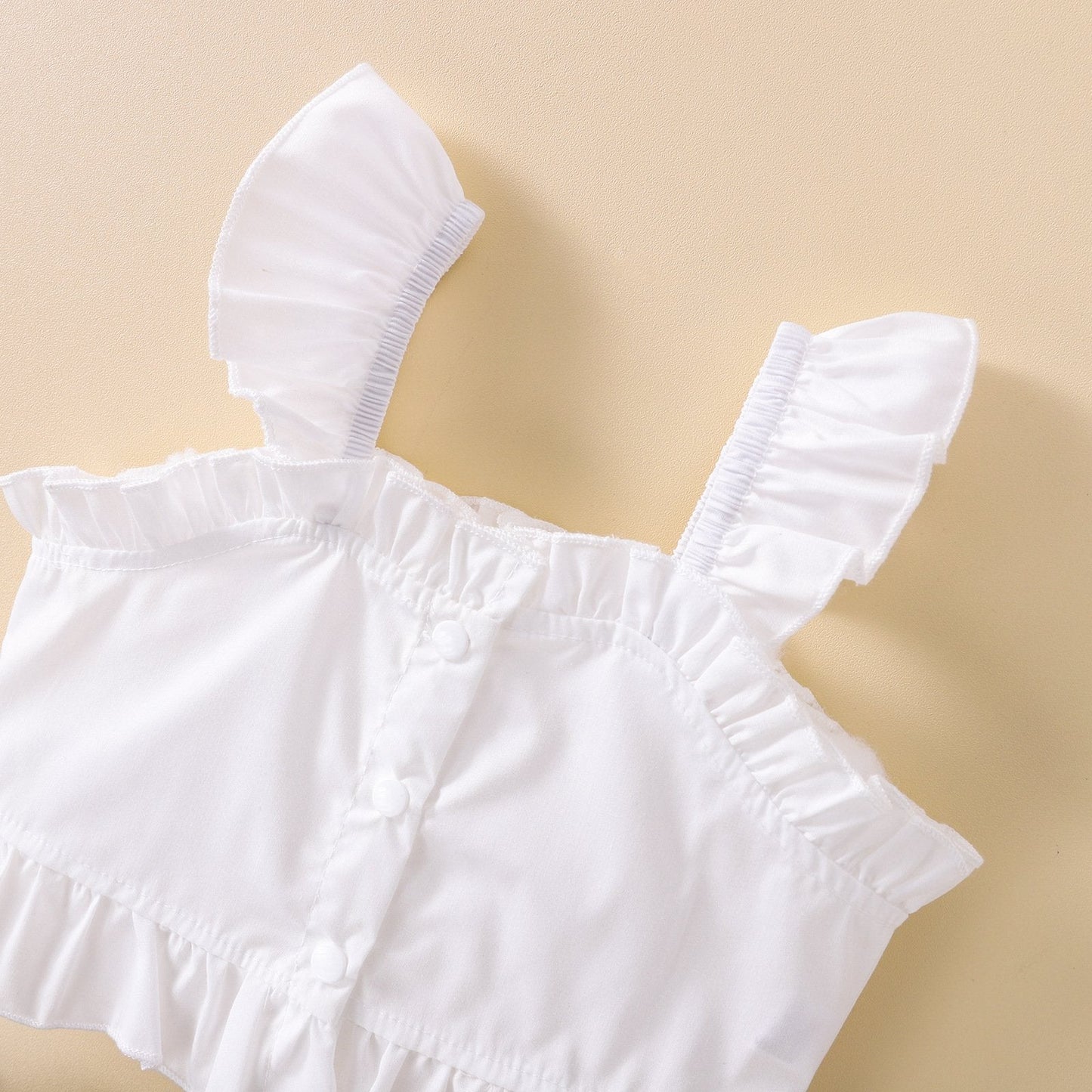White suspender Top Cotton Skirt Suit
