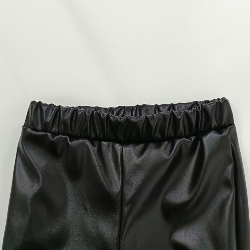 Girl's Pants Pleated Leather Pants Faux Leather