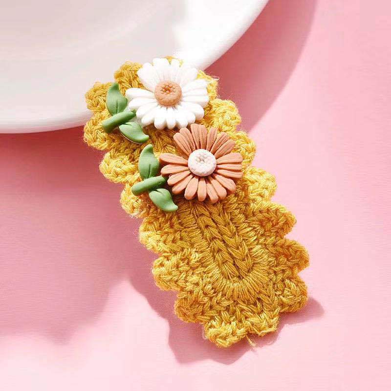 Kids Wool Knitted Little Daisy Headdress Hairpin