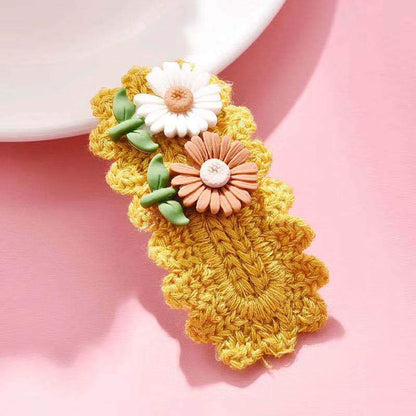 Kids Wool Knitted Little Daisy Headdress Hairpin