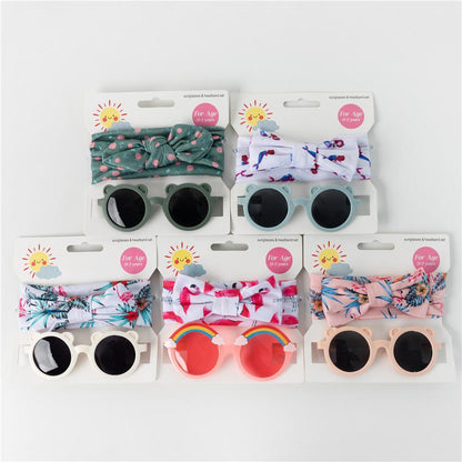 Children's Sunglasses Print Headband Two-Piece Set