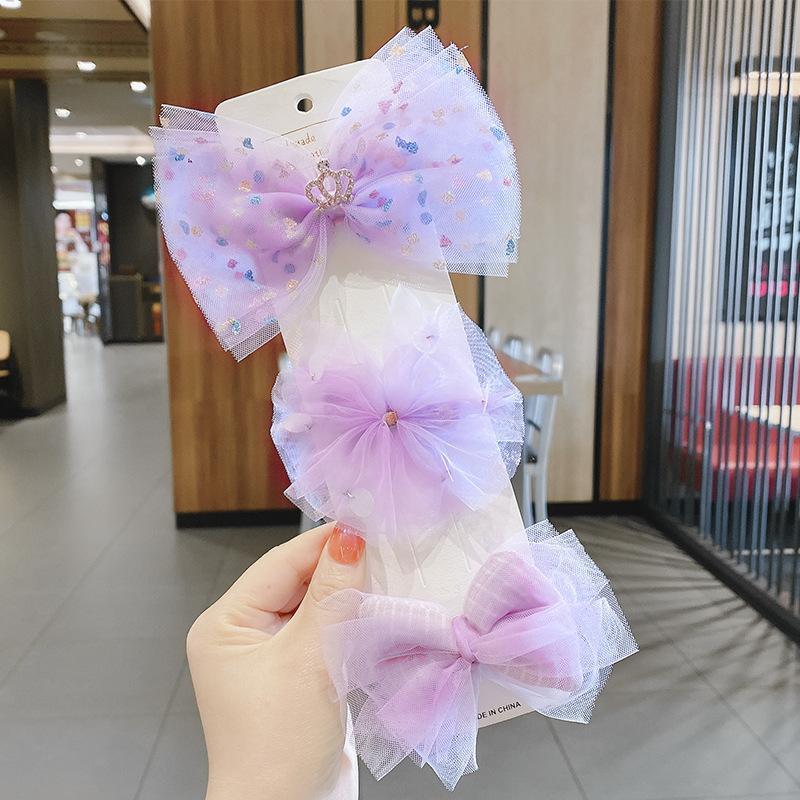 Mesh Bow Children's Hairpin 3pcs/set