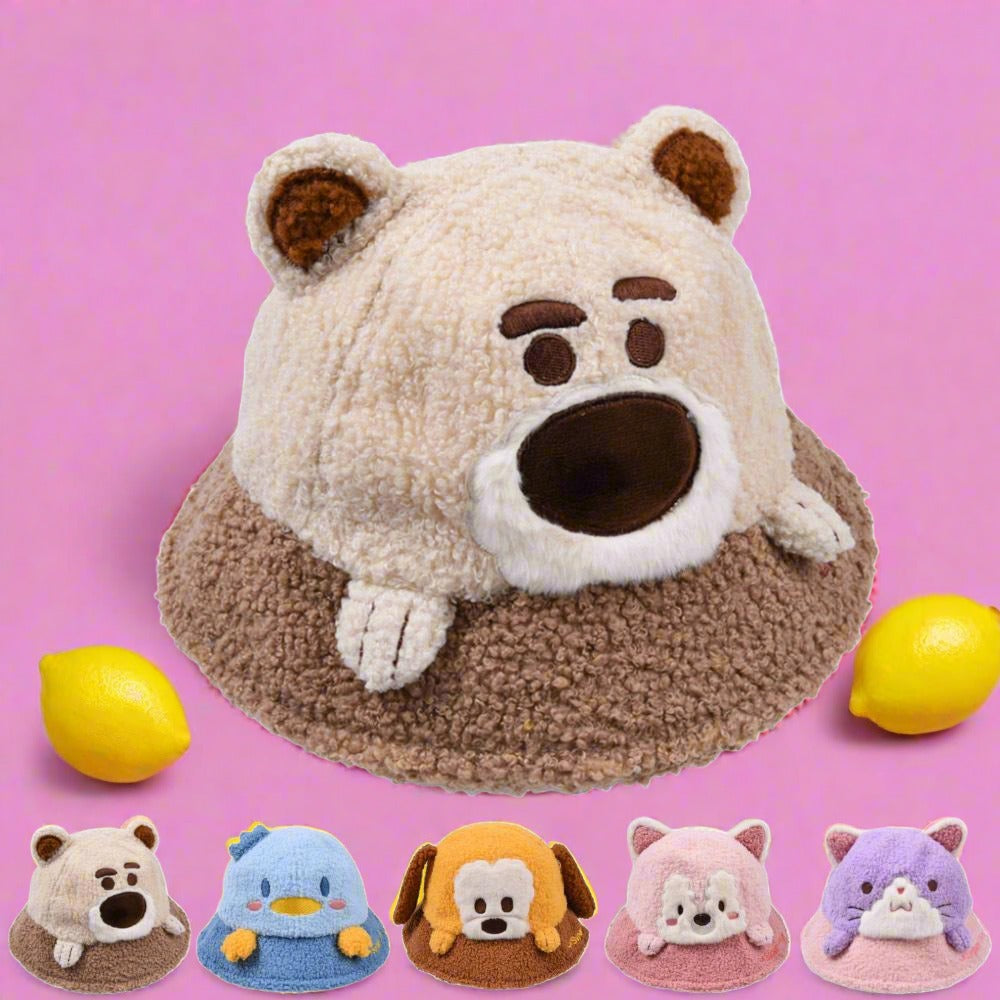 Kid's Autumn and Winter Lamb Hair Animal Fisherman's Hat