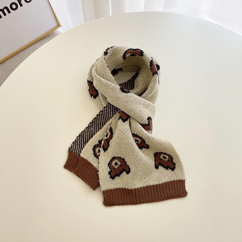 Children's Bear Knitted Scarf Warm Wool Gloves