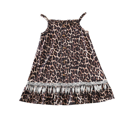 Sleeveless leopard suspender dress