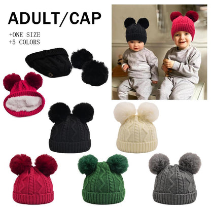 Children's Removable Wool Ball Warm Wool Knitted Cap
