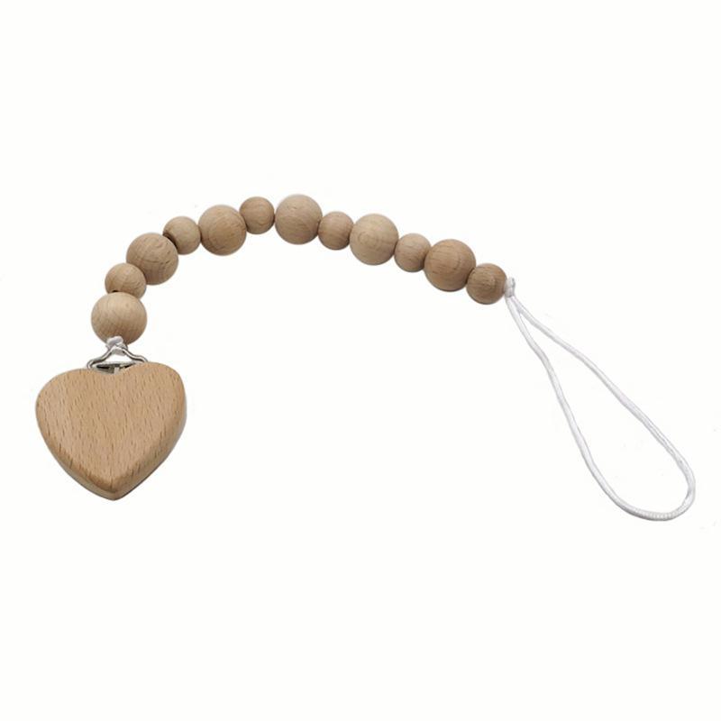 Baby Soothing Nipple Clip Beech Wood Nipple Anti-drop Chain