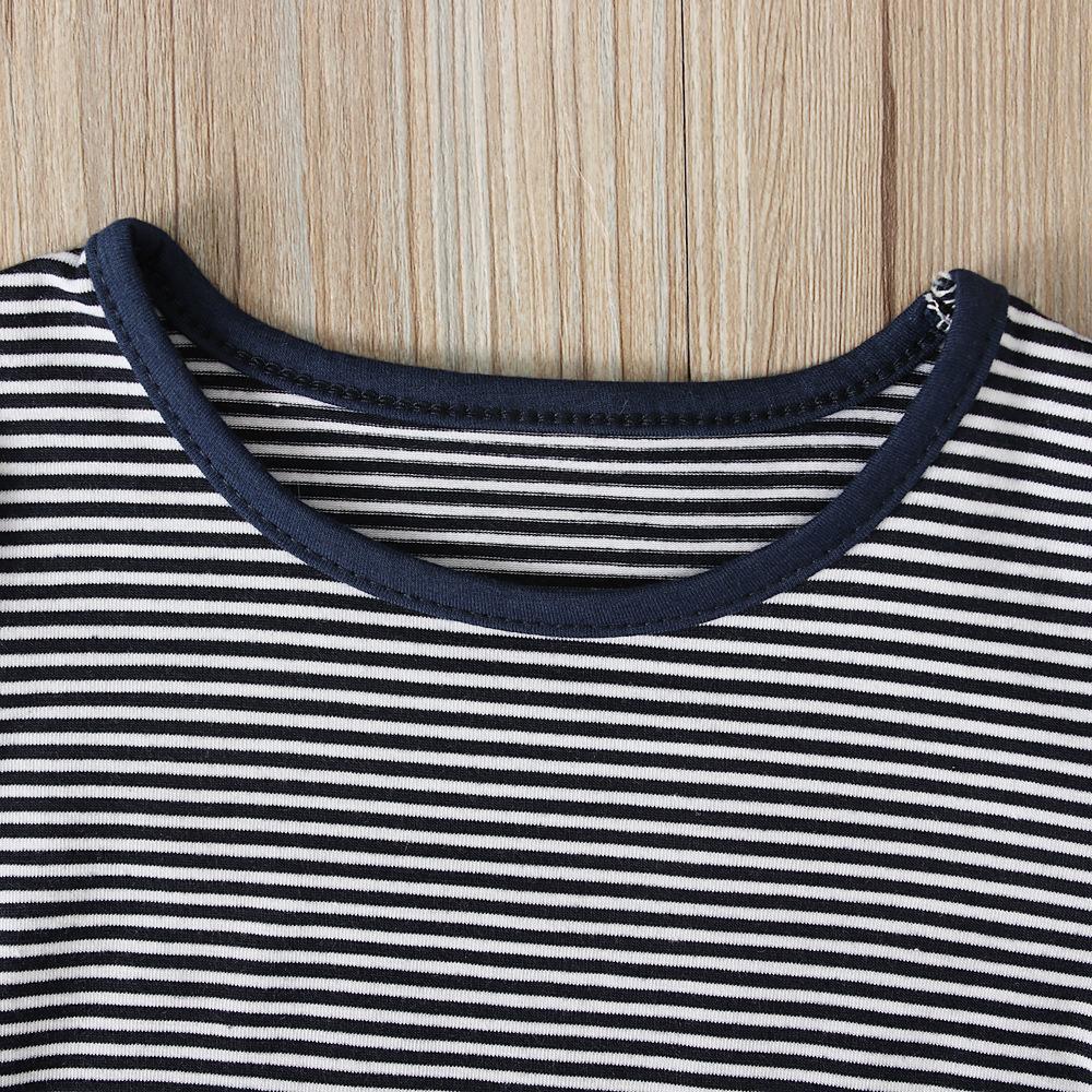 Top Striped Tee Strap Pants Children's Suit