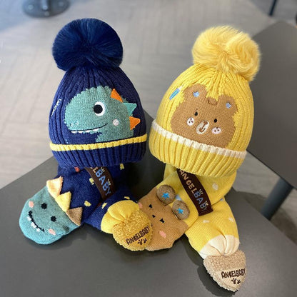 Cartoon Children's Warm Knit Hat Scarf