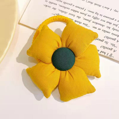 Girl's Big Flower Thick Rubber Band Fabric Hair Ring