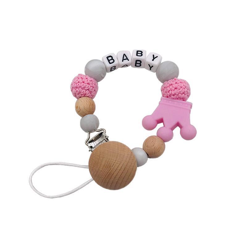 Silicone Crown Pacifier Clip Baby Teether Toy Anti-drop Chain