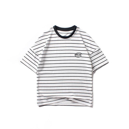 Striped embroidered top children's Short Sleeve