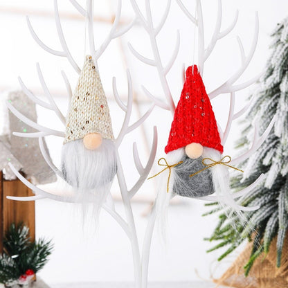 Christmas Decorations Knitted Sequined Pointy Hat Faceless Doll Pendant