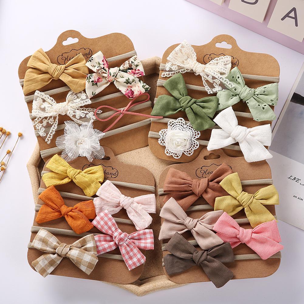 Children's Hair Tie Handmade Bow Hair Band 5pc/set