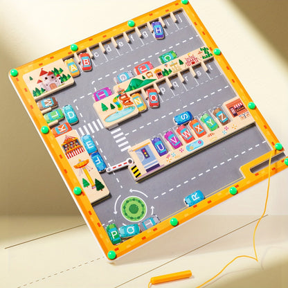 Magnetic Alphabet Maze Learning Toys, Montessori Fine Motor Skills Toys For 3+ Year Old, Wooden Learning Letter Toddler Puzzle Board, Kids Preschool Learning Activities, Toys