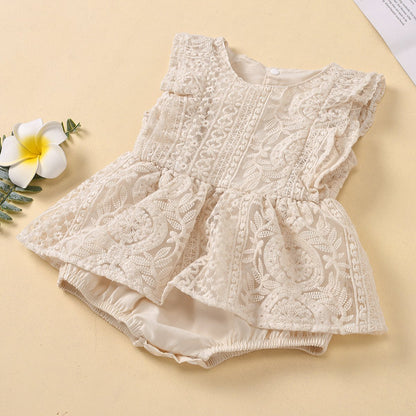 Sleeveless skirt creeper lace round neck Jumpsuit