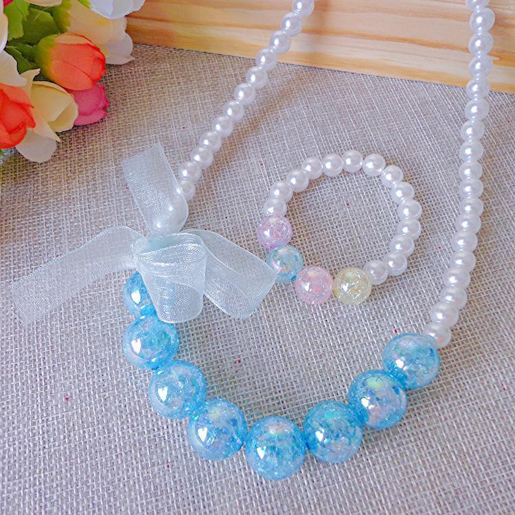 Clothing Ribbon Bow Accessories Children's Necklace Bracelet Set
