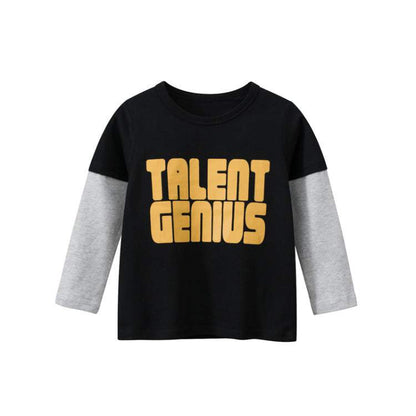 Children's Long Sleeve T-shirt Fake Two-Piece Crewneck Top