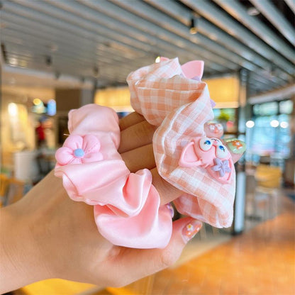Children's Cartoon Hair Tie Girl's Pink Fabric Hair Rope