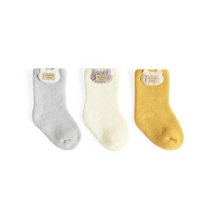 Baby Cartoon Thickened Terry Warm Tube Socks | 3pair/bag