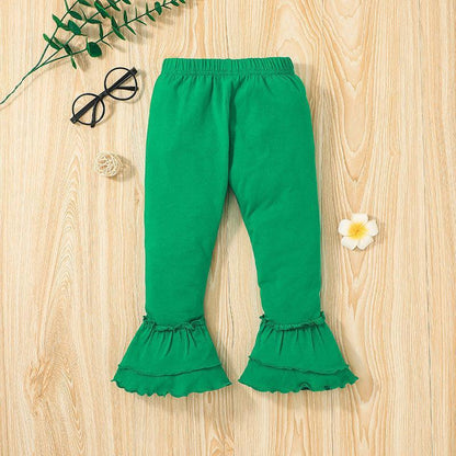 Children's Clothes Long Sleeve Striped Top Flared Pants Set