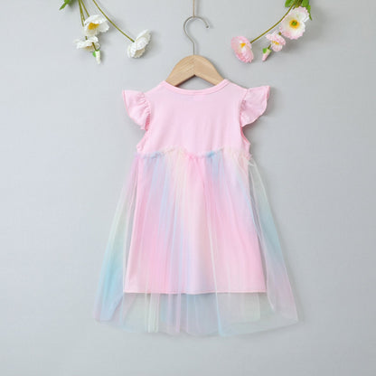 Solid Butterfly Dress rainbow mesh skirt