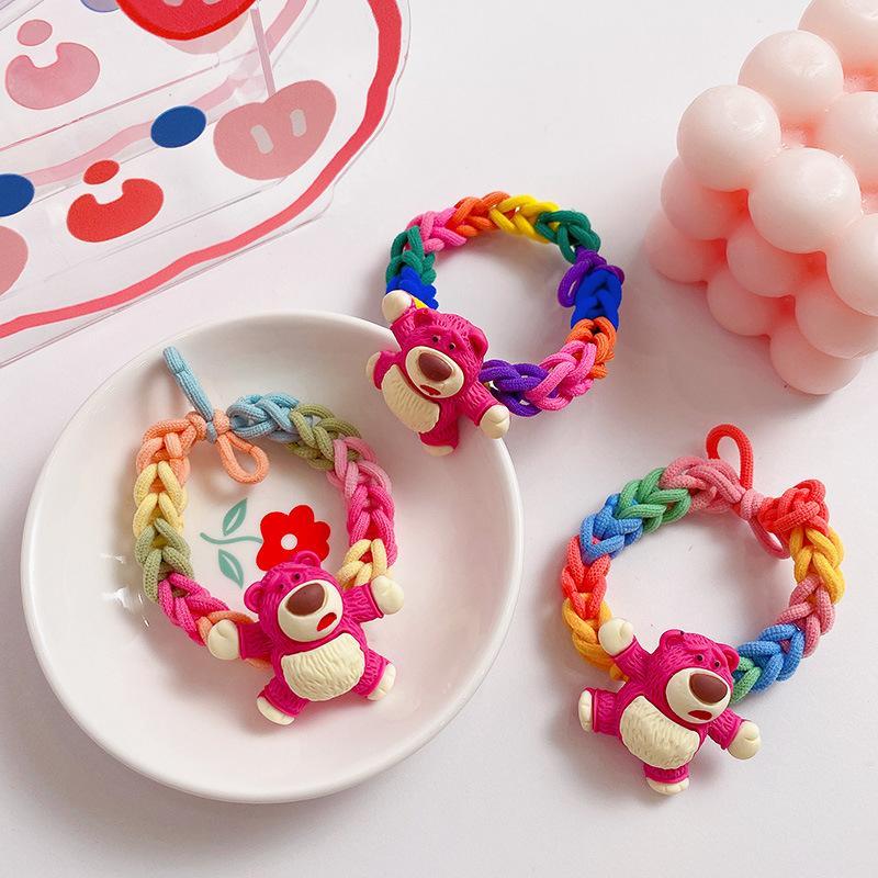 Strawberry Bear Woven Rubber Band Colorful Elastic Hair Tie