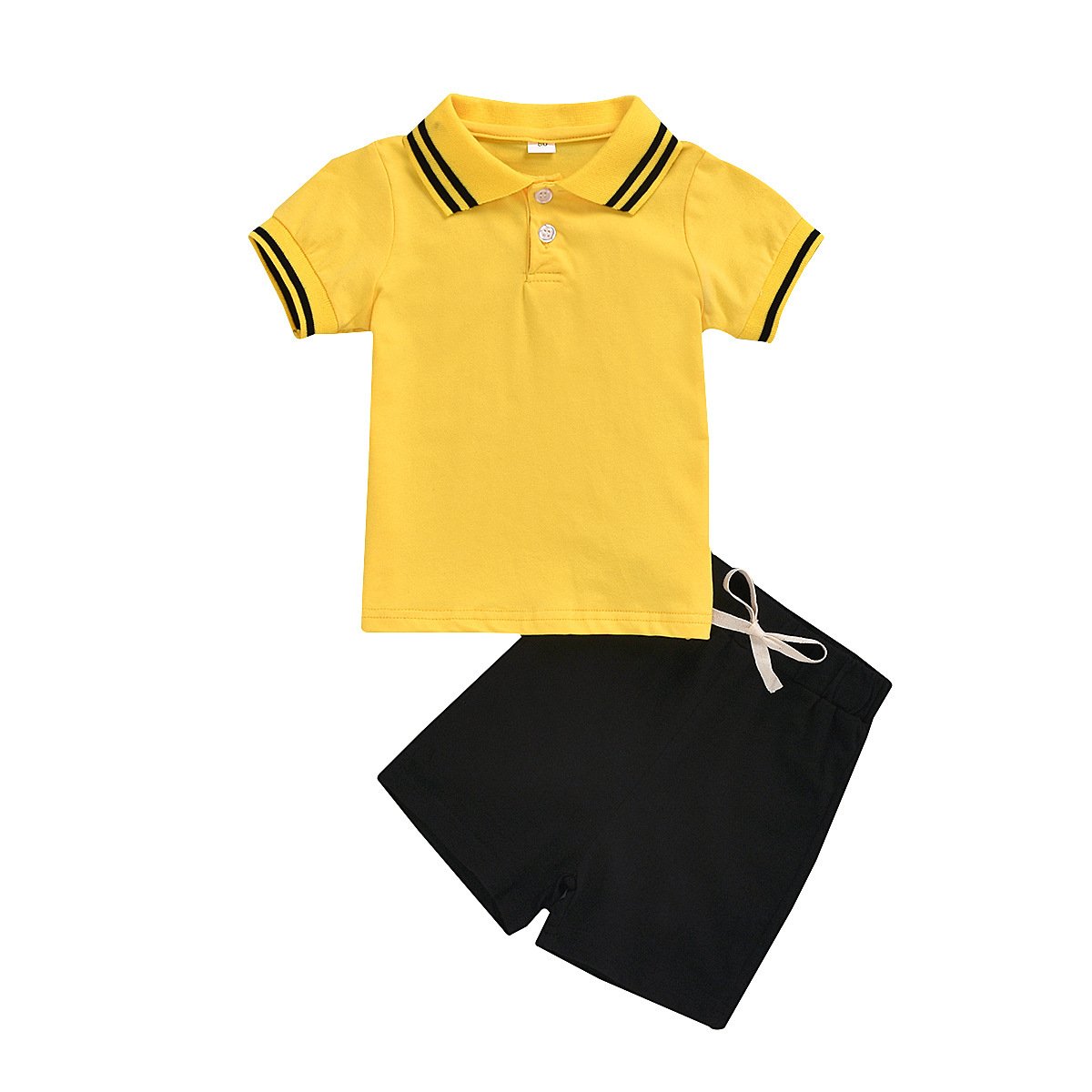 Striped stand collar shirt Short Sleeve Top Shorts two piece set