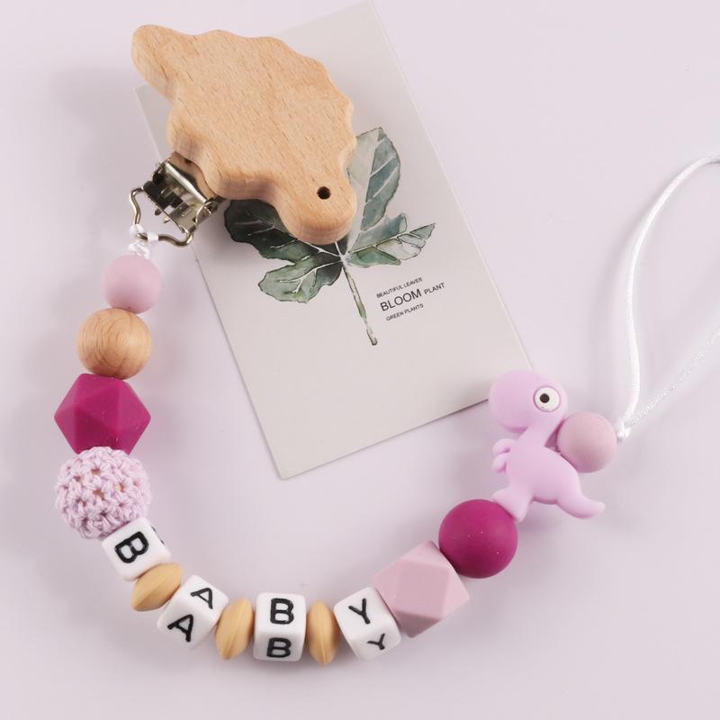 Natural Beech Baby Pacifier Clip Silicone Anti-drop Chain
