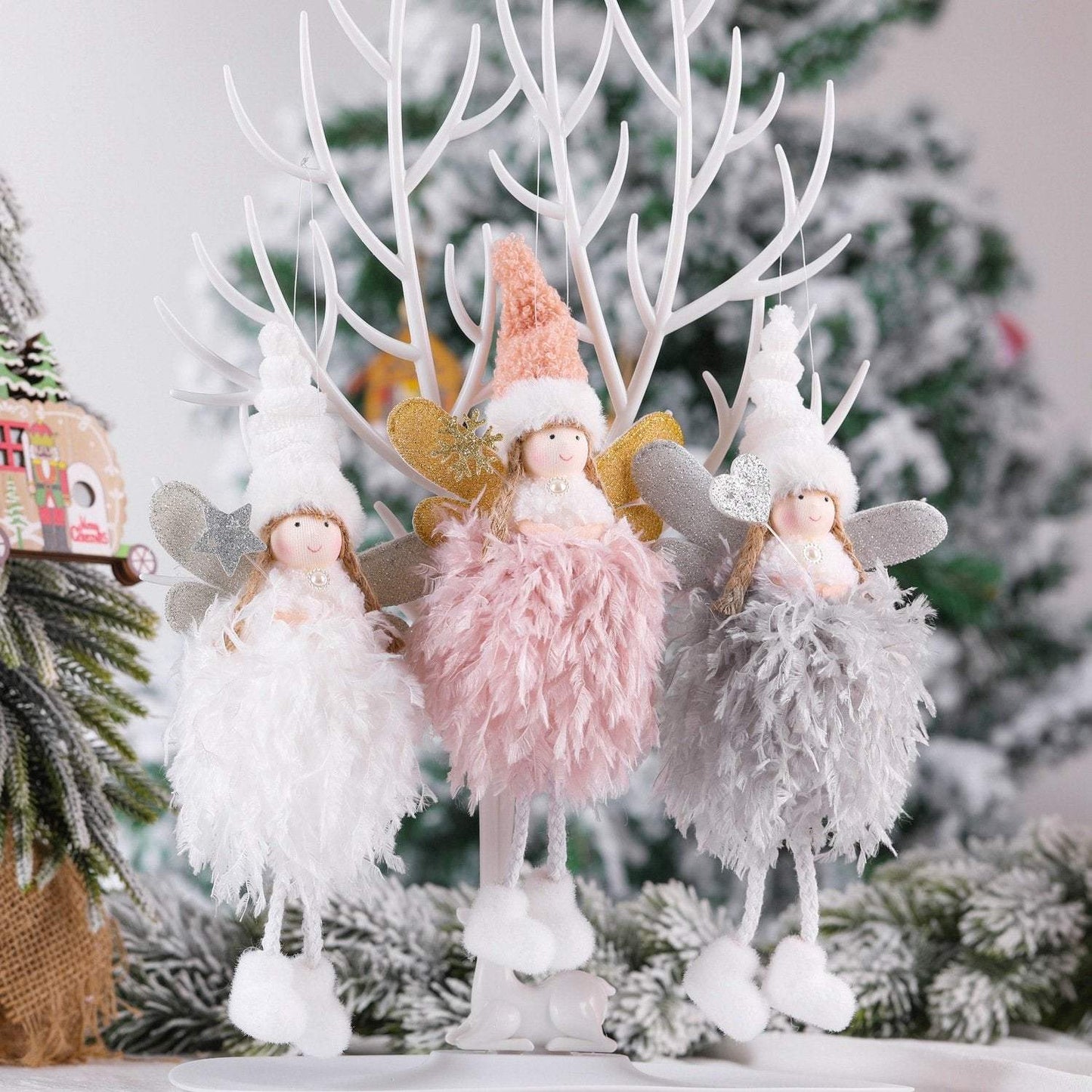Christmas Tree Decoration Pendant Cute Feather Angel Ornaments