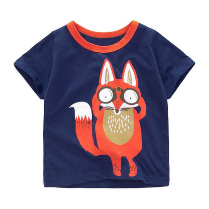 Short Sleeve Round Neck Children's T-shirt Knitted Cotton