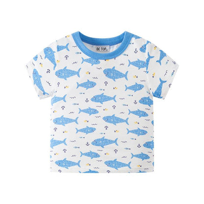 Children's short sleeved T-shirt all over boys cartoon top