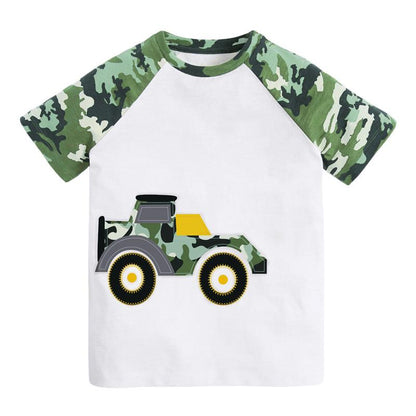 Boys' T-shirt Camouflage Contrast Short Sleeve Children's T-shirt