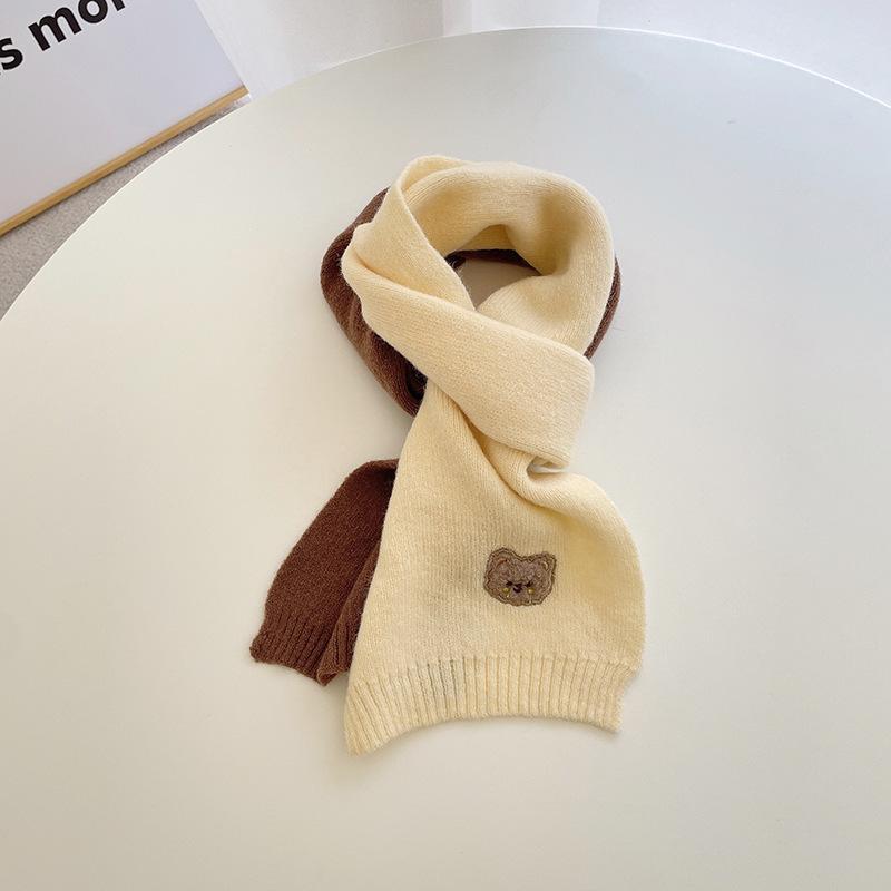 Children's Bear Knitted Scarf Warm Wool Gloves