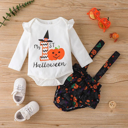Children's Long Sleeve Jacket Strap Shorts Two-Piece Set