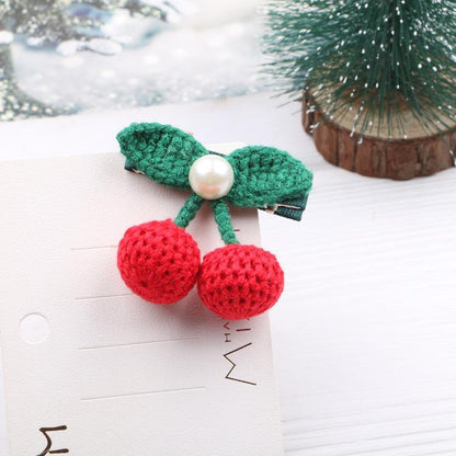 Children's Hair Accessories Red Wool Cherry Hair Tie