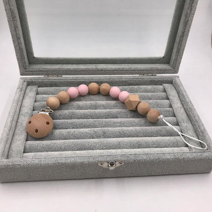 Baby Wooden Pacifier Clip Teether Anti-falling Chain