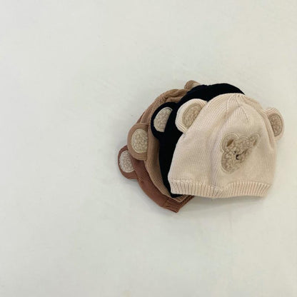 Baby Bear Boy Knitted Hat Plus Cotton Wool Hat