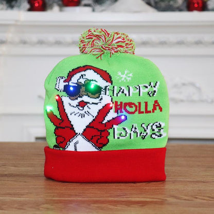 Christmas Decorations Adult Children's Luminous Knitted Christmas Hat