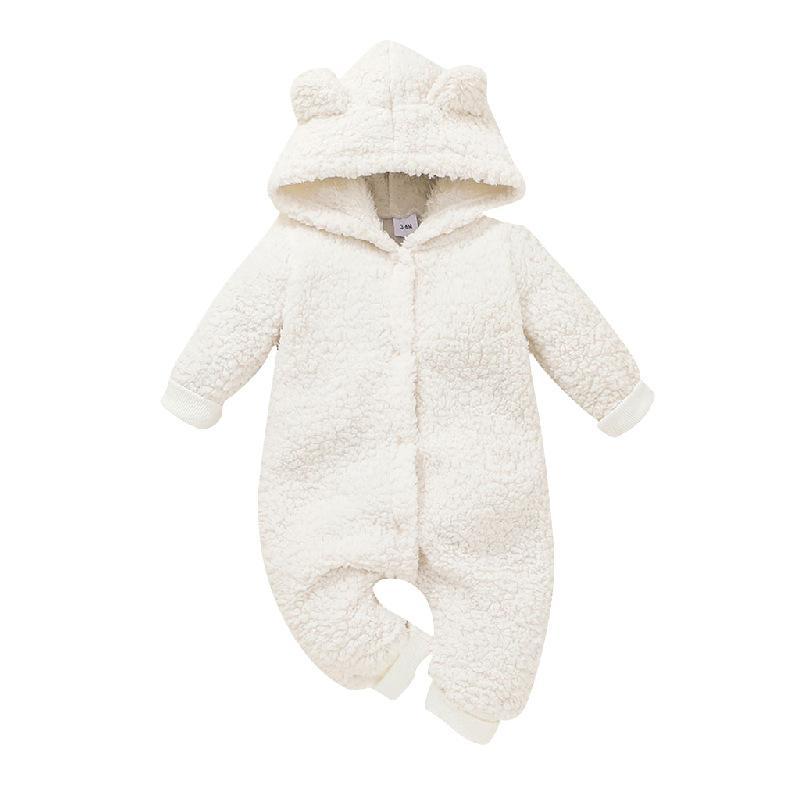 Baby's Solid Color Hooded Jumpsuit